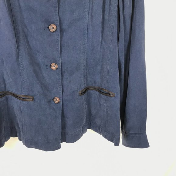 NWT Womens Size XL Coldwater Creek Sleek Blue Tencel Jacket NEW - Picture 2 of 3